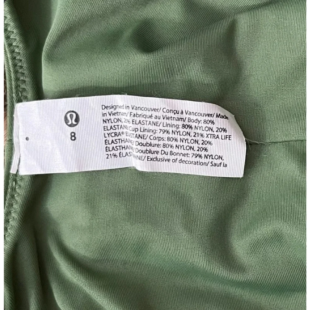 Lululemon Waterside V-Neck Cedar Green One Piece Swimsuit 8 Plunge Resort READ